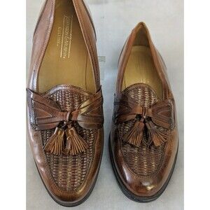 JOHNSTON & MURPHY Woven Leather Loafers 8.5 Made In Italy